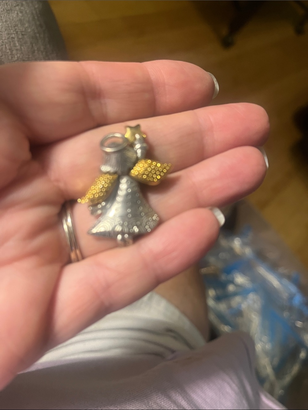 Vintage danecraft Silver and Gold Angel Pendant brooch - 1902